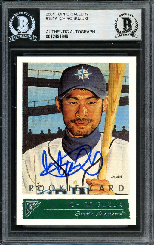 Ichiro Suzuki Autographed 2001 Topps Gallery English Rookie Card #151 Seattle Mariners Beckett BAS #12491649 - RSA