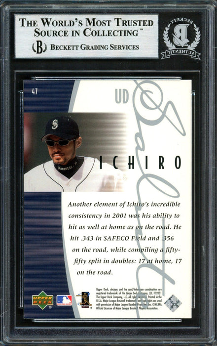 Ichiro Suzuki Autographed 2001 Upper Deck Rookie Update Rookie Card #47 Seattle Mariners Beckett BAS #12491677 - RSA