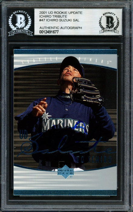 Ichiro Suzuki Autographed 2001 Upper Deck Rookie Update Rookie Card #47 Seattle Mariners Beckett BAS #12491677 - RSA