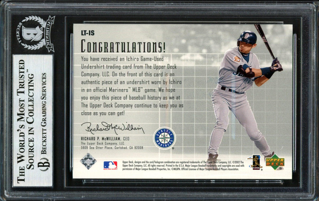 Ichiro Suzuki Autographed 2002 Upper Deck Lineup Time Jerseys Card #LT-IS Seattle Mariners Beckett BAS #12491706 - RSA