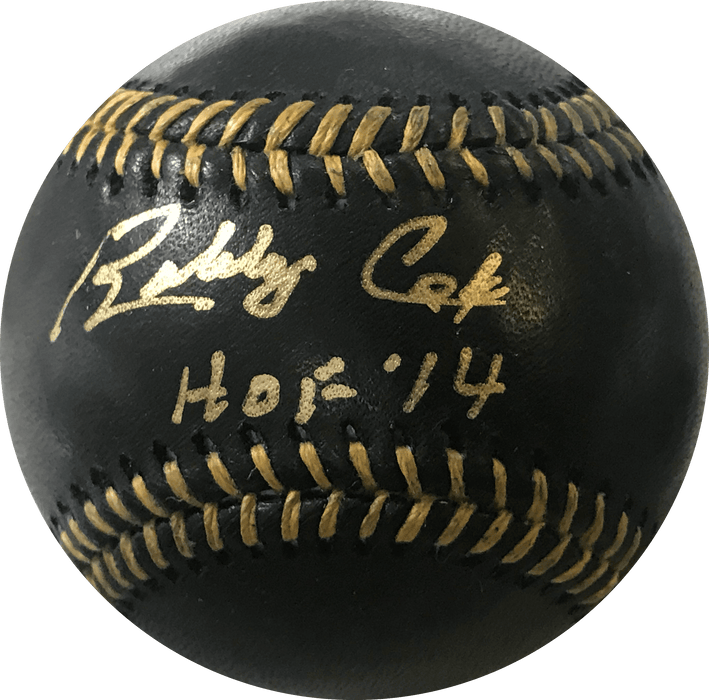 Bobby Cox Autographed Black & Gold Official Major League Baseball (JSA) HOF Inscription - RSA
