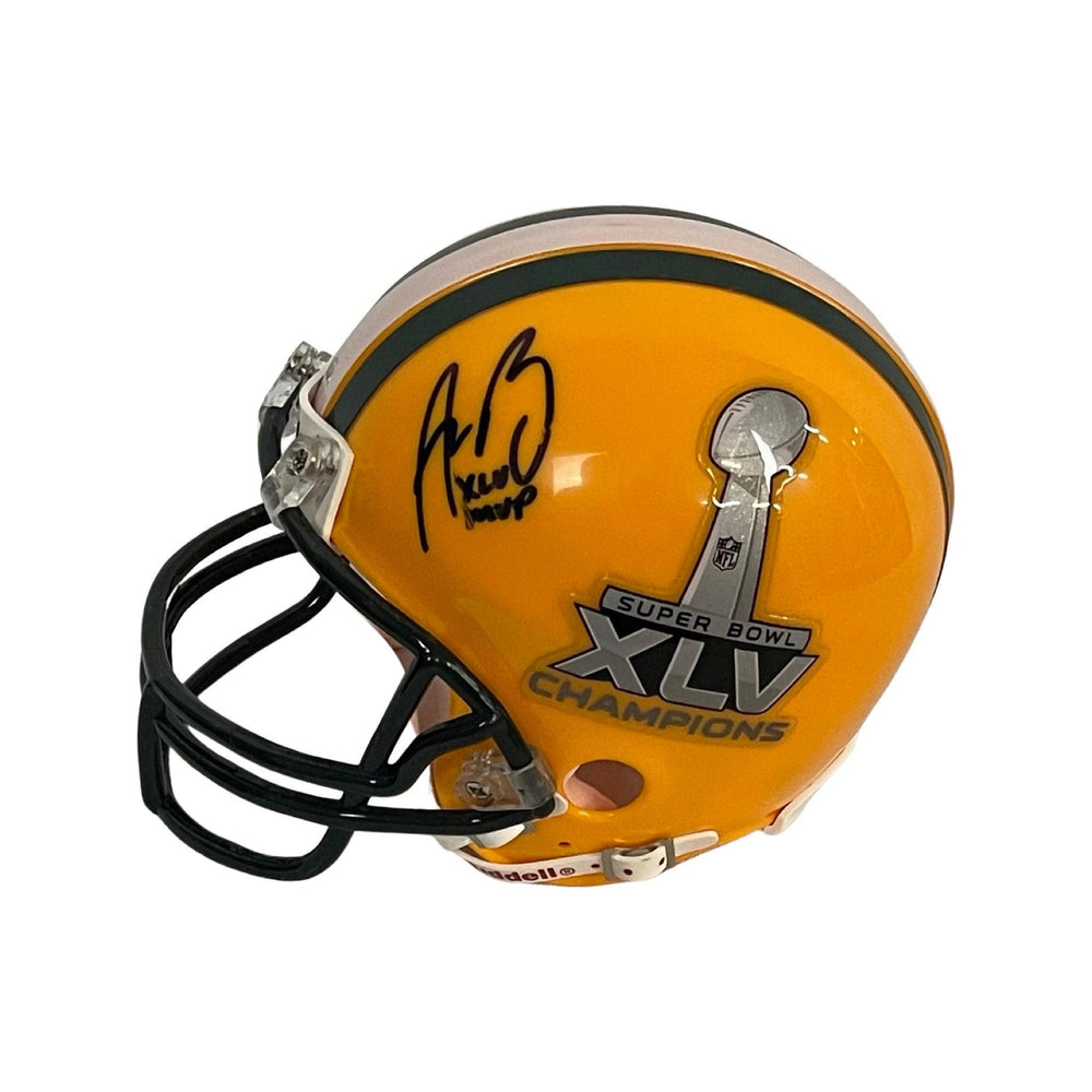 Aaron Rodgers Signed Green Bay Packers Mini Replica Super Bowl XVL Football Helmet (JSA) - RSA