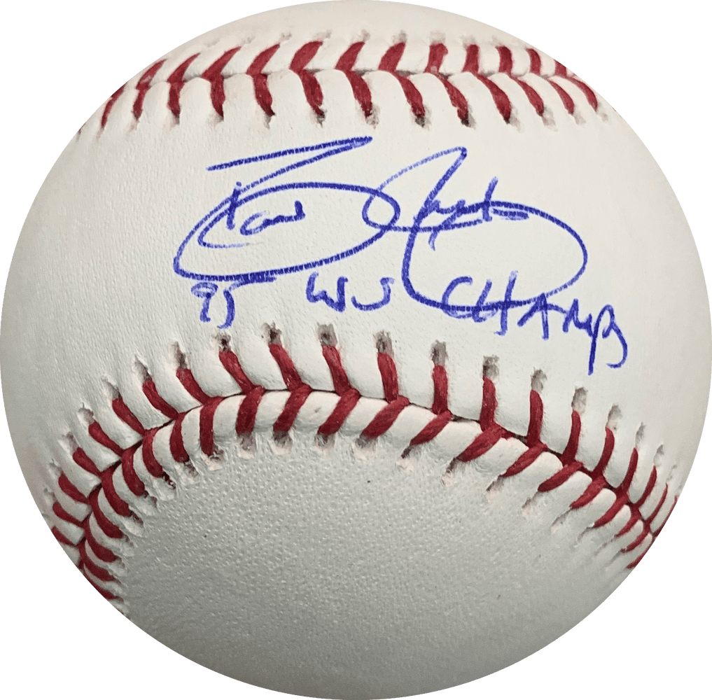 David Justice Autographed Rawlings Official Baseball (PSA) w/ Rare W.S. Champs Inscription - RSA