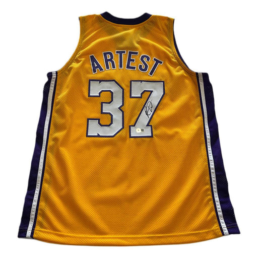 Ron Artest Signed Los Angeles Yellow Basketball Jersey (Beckett) - RSA