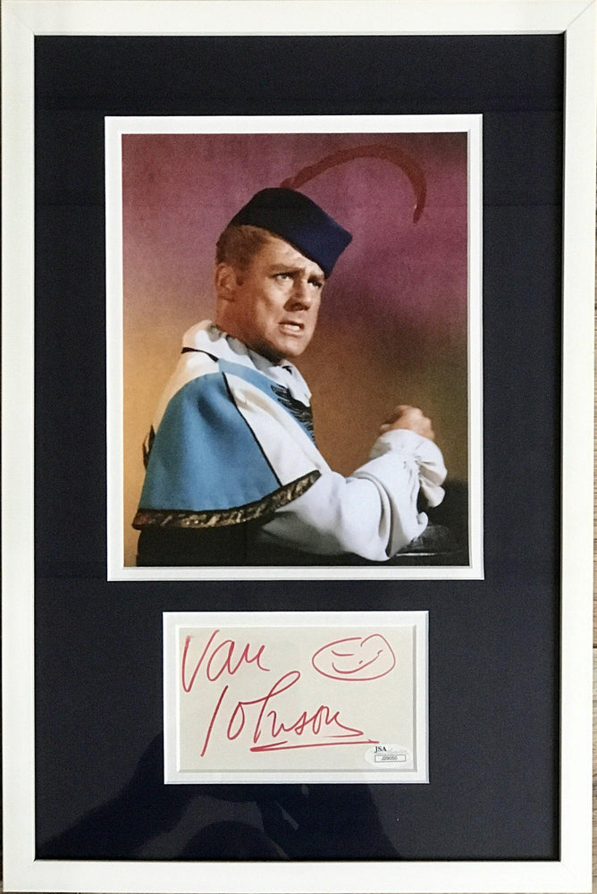 van johnson signed framed autograph display as the minstrel from batman jsa j29050 certificate of authenticity