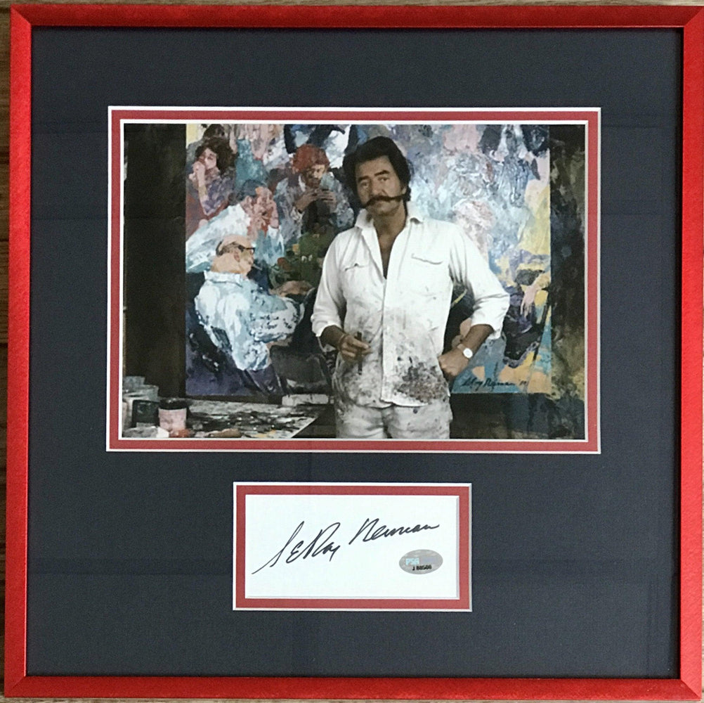 leroy neiman signed framed autograph display psa 88508 certificate of authenticity