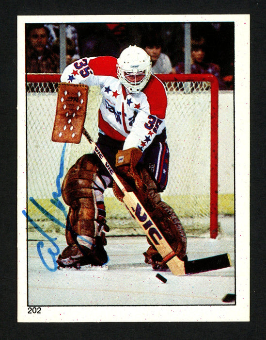 Al Jensen Autographed 1983-84 O-Pee-Chee Sticker Card #202 Washington Capitals SKU #153602 - RSA