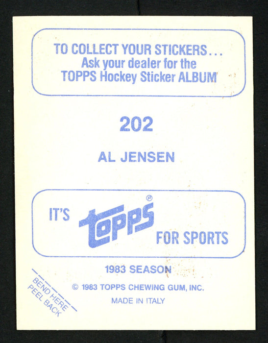 Al Jensen Autographed 1983-84 O-Pee-Chee Sticker Card #202 Washington Capitals SKU #153603 - RSA