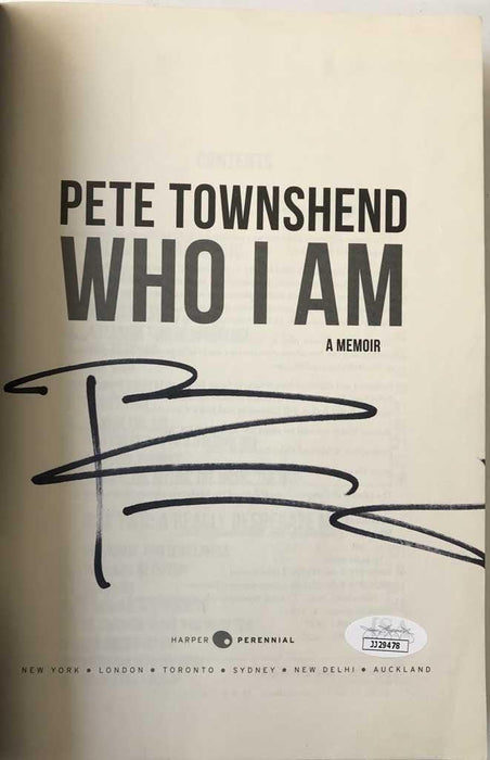 pete townshend signed who am i book jsa jj29478 certificate of authenticity