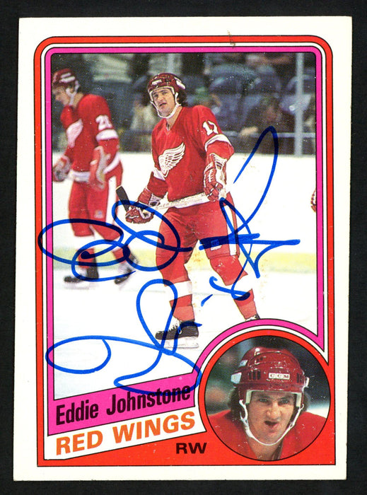 Ed "Eddie" Johnstone Autographed 1984-85 Topps Card #43 Detroit Red Wings SKU #152058 - RSA