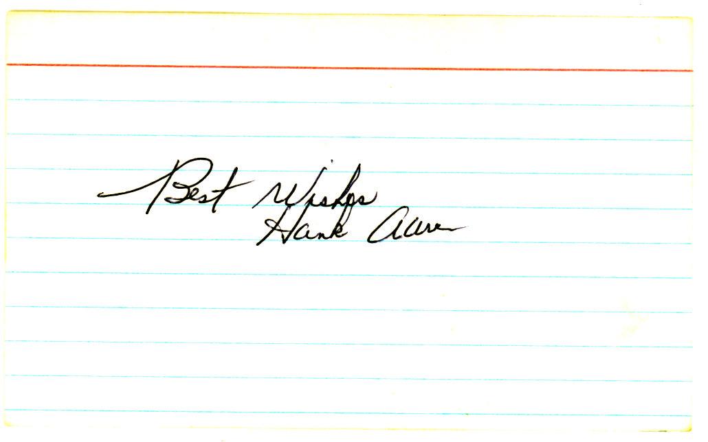 Hank Aaron Autographed 3x5 Index Card Atlanta Braves "Best Wishes" JSA #L02659 - RSA