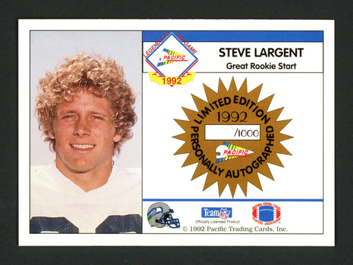 Steve Largent Autographed 1992 Pacific Card Seattle Seahawks Stock #177112 - RSA