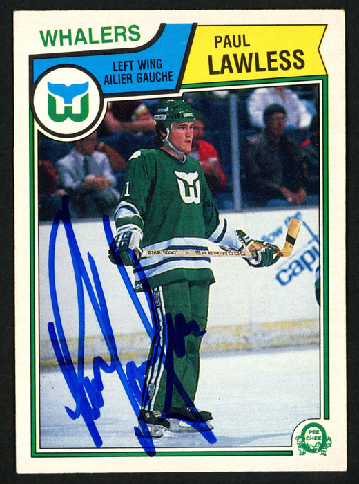 Paul Lawless Autographed 1983-84 O-Pee-Chee Rookie Card #141 Hartford Whalers SKU #150228 - RSA