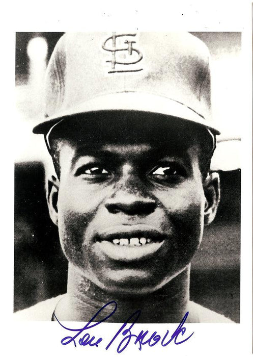 Lou Brock Autographed 5x7 Photo St. Louis Cardinals SKU #106117 - RSA