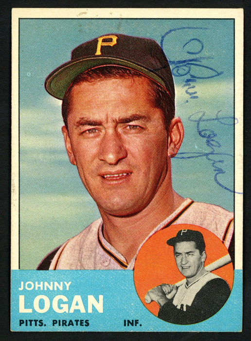 Johnny Logan Autographed 1963 Topps Card #259 Pittsburgh Pirates SKU #149794 - RSA