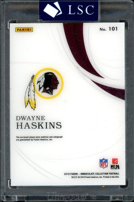 Dwayne Haskins Autographed 2019 Panini Immaculate Collection Rookie Card #101 Washington Redskins Jersey Patch #12/99 SKU #162350 - RSA
