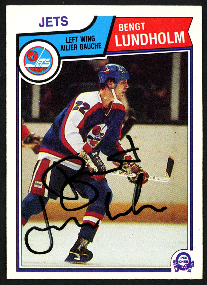 Bengt Lundholm Autographed 1983-84 O-Pee-Chee Card #387 Winnipeg Jets SKU #151386 - RSA