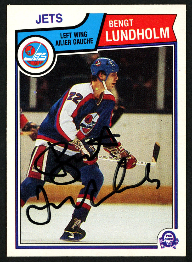 Bengt Lundholm Autographed 1983-84 O-Pee-Chee Card #387 Winnipeg Jets SKU #151385 - RSA