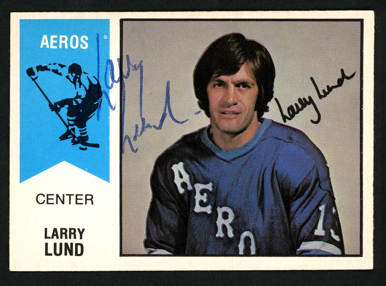 Larry Lund Autographed 1974-75 WHA O-Pee-Chee Card #22 Houston Aeros SKU #151907 - RSA