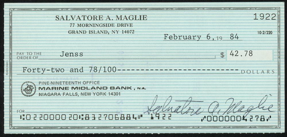 Sal Maglie Autographed 3x6 Check Brooklyn Dodgers, New York Yankees SKU #147875 - RSA