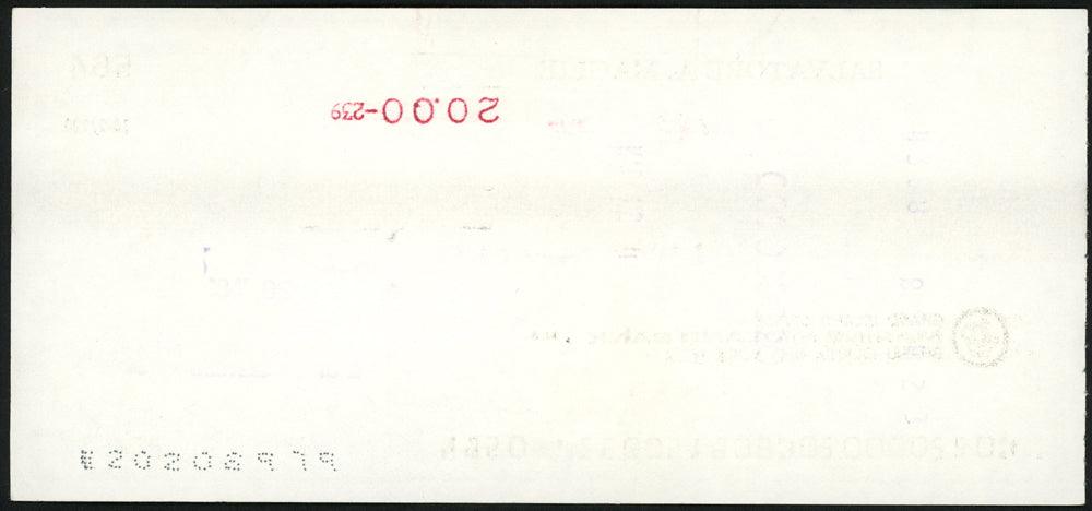 Sal Maglie Autographed 3x6 Check Brooklyn Dodgers, New York Yankees SKU #147865 - RSA