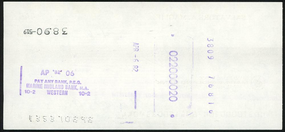 Sal Maglie Autographed 3x6 Check Brooklyn Dodgers, New York Yankees SKU #147868 - RSA
