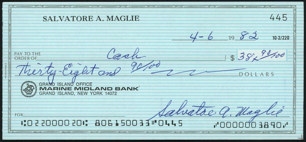 Sal Maglie Autographed 3x6 Check Brooklyn Dodgers, New York Yankees SKU #147868 - RSA
