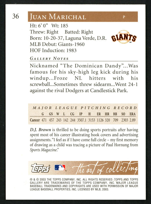 Juan Marichal Autographed 2003 Topps Gallery Card #36 San Francisco Giants Stock #152112 - RSA