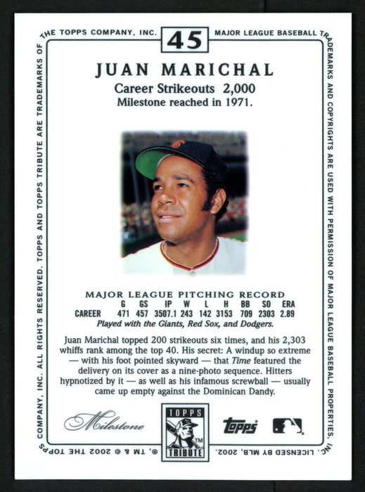 Juan Marichal Autographed 2002 Topps Tribute Card #45 San Francisco Giants Stock #152113 - RSA