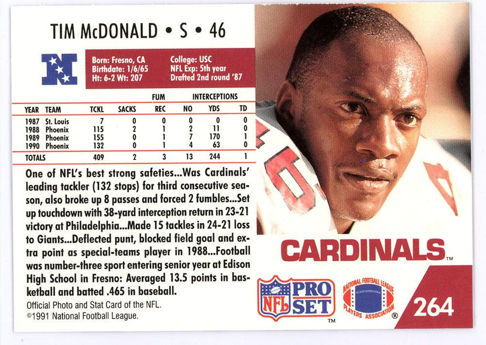 Tim McDonald Autographed 1991 Pro Set Card #264 Phoenix Cardinals SKU #134713 - RSA