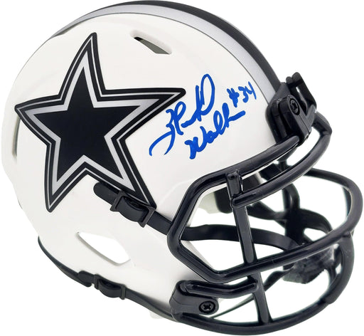 Herschel Walker Autographed Dallas Cowboys Lunar Eclipse White Speed Mini Helmet Beckett BAS QR Stock #193846 - RSA