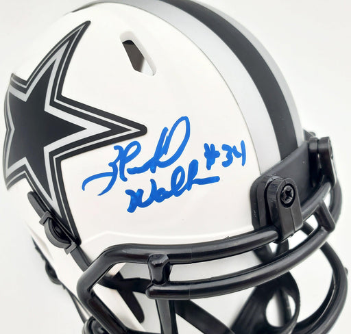 Herschel Walker Autographed Dallas Cowboys Lunar Eclipse White Speed Mini Helmet Beckett BAS QR Stock #193846 - RSA