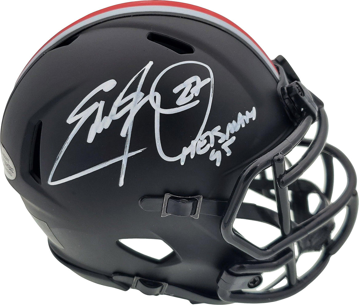 Eddie George Autographed Ohio State Buckeyes Eclipse Black Speed Mini Helmet "Heisman 95" Beckett BAS Stock #192190 - RSA