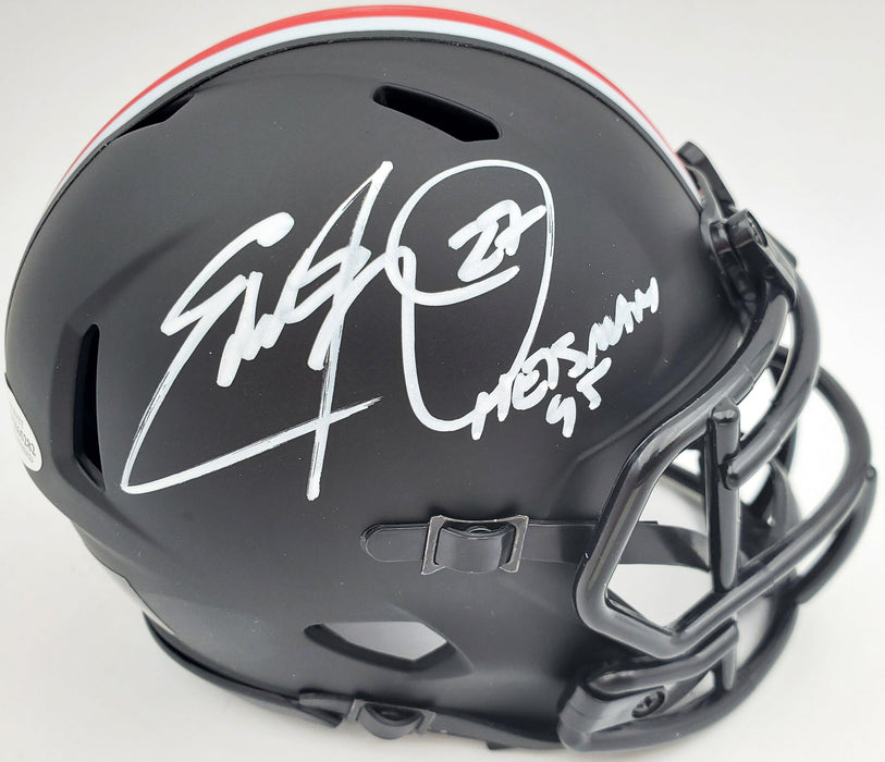 Eddie George Autographed Ohio State Buckeyes Eclipse Black Speed Mini Helmet "Heisman 95" Beckett BAS Stock #192190 - RSA