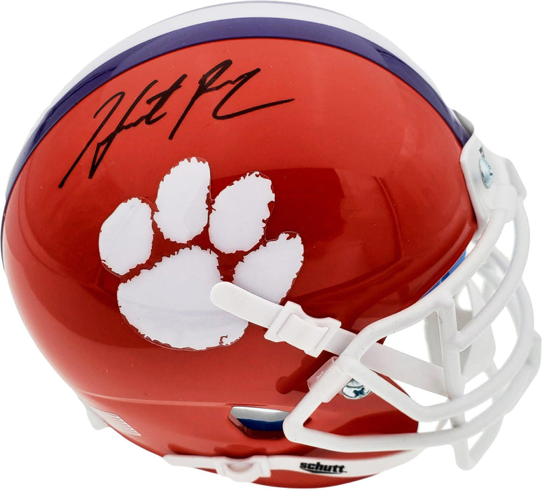 Hunter Renfrow Autographed Clemson Tigers Orange Schutt Mini Helmet Beckett BAS Stock #191545 - RSA
