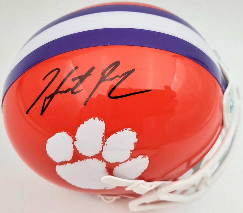 Hunter Renfrow Autographed Clemson Tigers Orange Schutt Mini Helmet Beckett BAS Stock #191545 - RSA