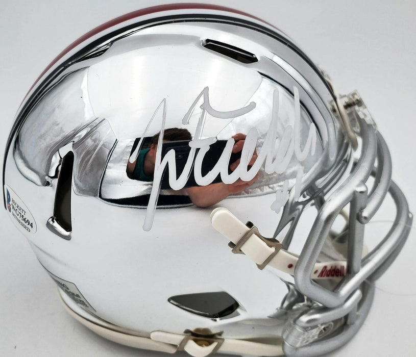 Justin Fields Autographed Ohio State Buckeyes Chrome Silver Speed Mini — RSA