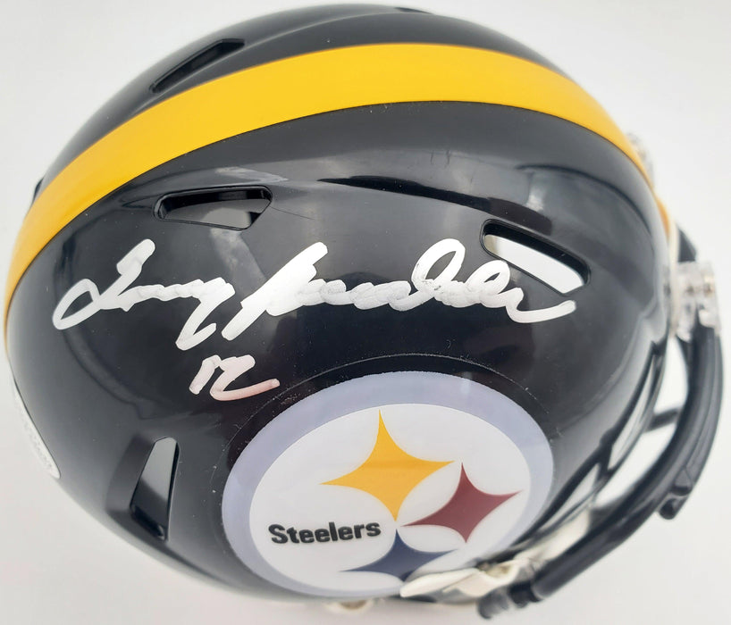 Terry Bradshaw Autographed Pittsburgh Steelers Black Speed Mini Helmet Beckett BAS Stock #185875 - RSA
