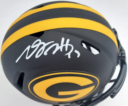 Davante Adams Autographed Eclipse Black Green Bay Packers Speed Mini Helmet Beckett BAS Stock #185814 - RSA