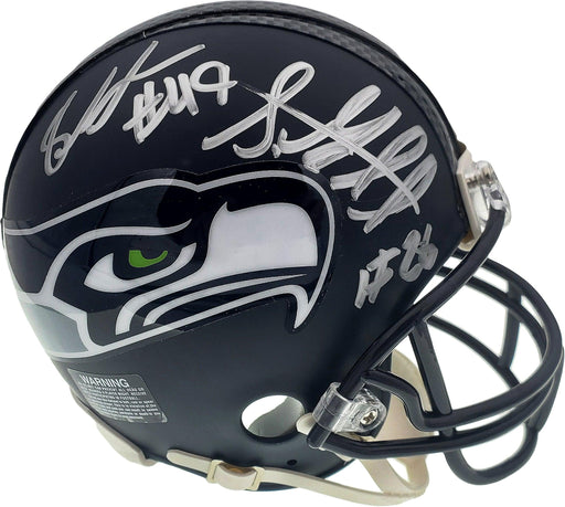 Shaquem & Shaquill Griffin Autographed Seattle Seahawks Mini Helmet In Silver MCS Holo Stock #134373 - RSA