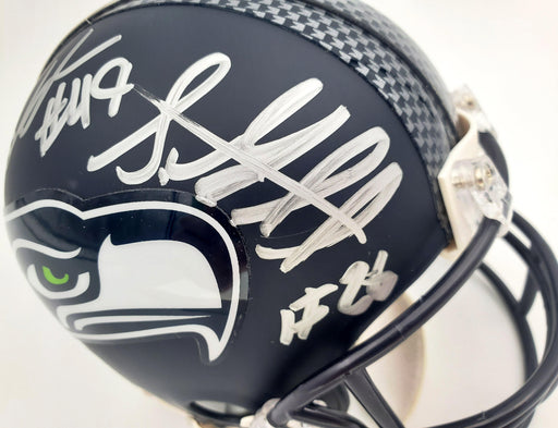 Shaquem & Shaquill Griffin Autographed Seattle Seahawks Mini Helmet In Silver MCS Holo Stock #134373 - RSA