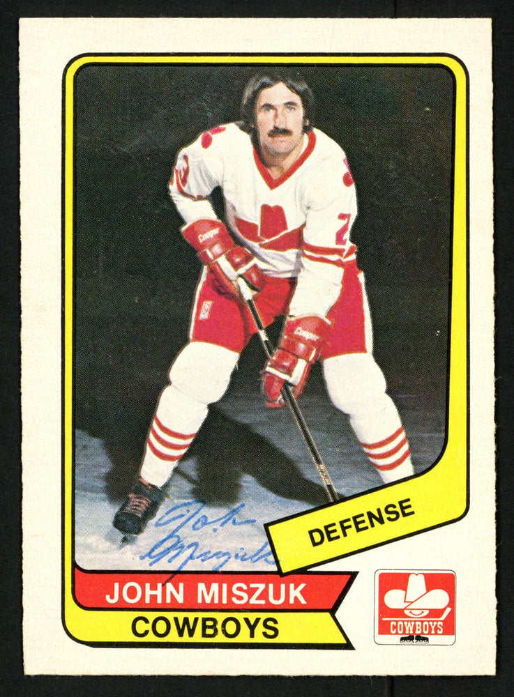 John Miszuk Autographed 1976-77 WHA O-Pee-Chee Card #57 Calgary Cowboys SKU #151309 - RSA