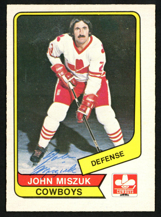 John Miszuk Autographed 1976-77 WHA O-Pee-Chee Card #57 Calgary Cowboys SKU #151308 - RSA