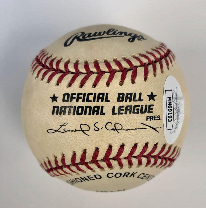 monte irvin signed rawlings coleman nl baseball jsa mm69193 top view