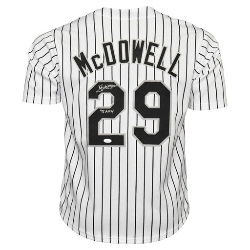 Jack McDowell Signed 93 AL CY Inscription Chicago Pinstripe Baseball Jersey (JSA) - RSA