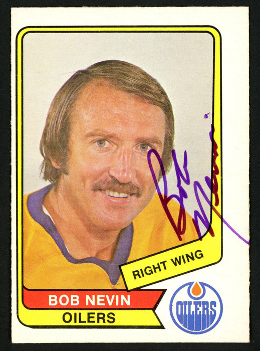 Bob Nevin Autographed 1976-77 WHA O-Pee-Chee Card #73 Edmonton Oilers SKU #151305 - RSA