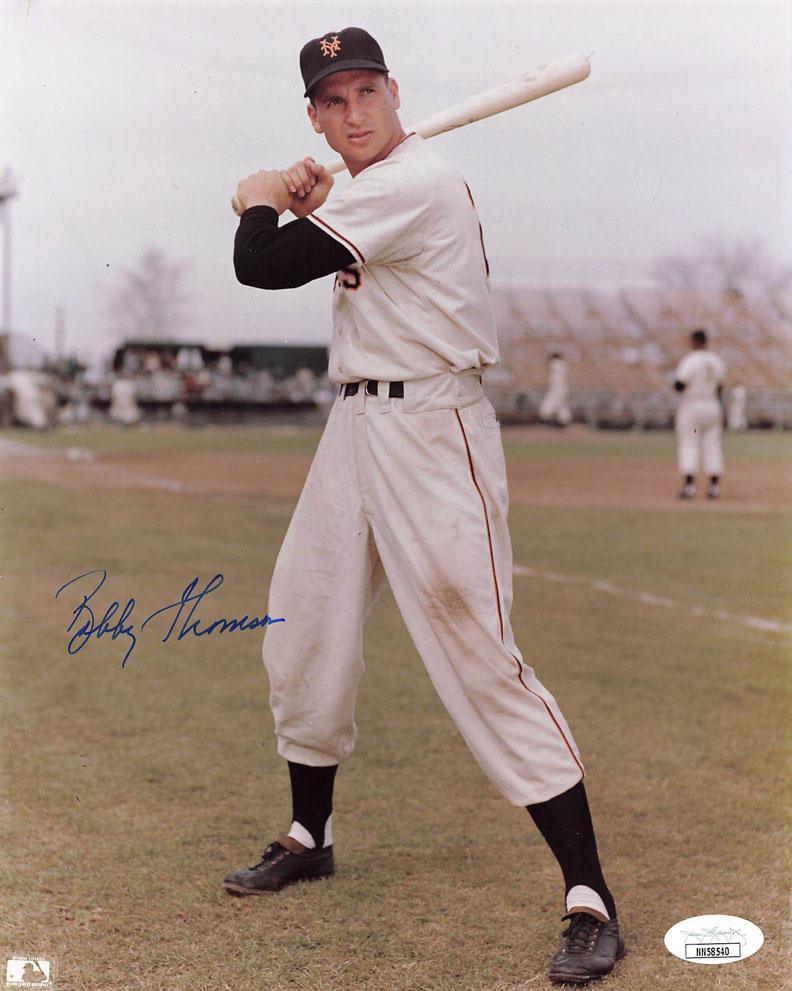 bobby thomson signed 8x10 jsa nn58540 certificate of authenticity