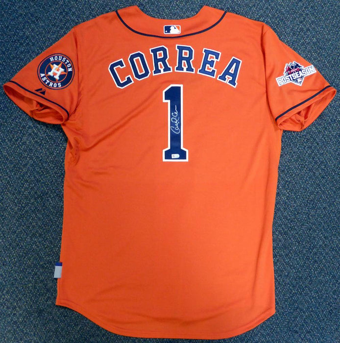 Houston Astros Carlos Correa Autographed Authentic Majestic Orange Jer — RSA