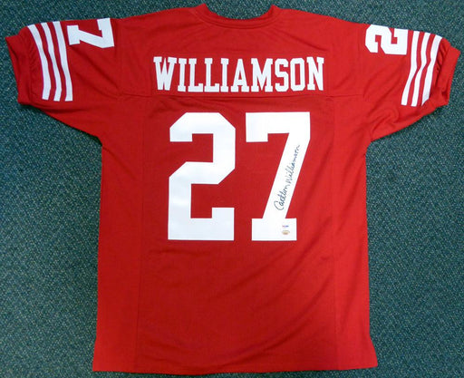 San Francisco 49ers Carlton Williamson Autographed Red Jersey PSA/DNA Stock #104814 - RSA