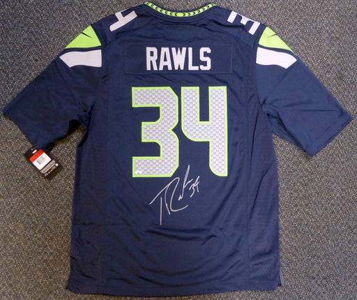 Seattle Seahawks Thomas Rawls Autographed Blue Nike Jersey Size L MCS Holo Stock #105074 - RSA